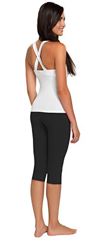 FUNGO Leggings Mujer 3/4 Pantalones de Yoga Deportivas Leggins Para Mujer (48, Negro)