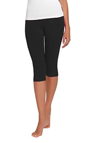 FUNGO Leggings Mujer 3/4 Pantalones de Yoga Deportivas Leggins Para Mujer (48, Negro)