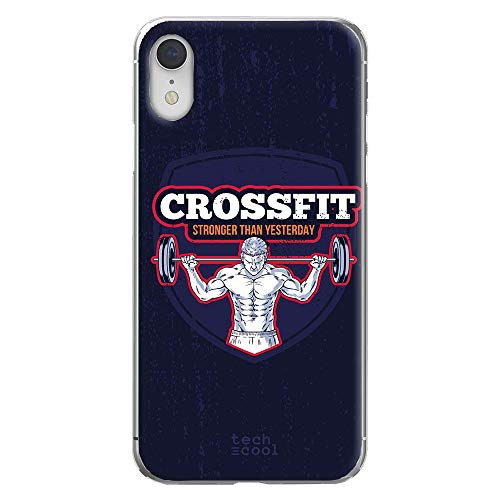 Funnytech® Funda Silicona para iPhone XR [Gel Silicona Flexible, Diseño Exclusivo] Crossfit Fondo Azul