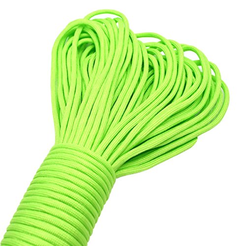 FUNSPORTING Cuerda Paracord 550 Tipo III - Cuerda de Paracaídas de 31 Metros, 4 mm (Neón Verde)