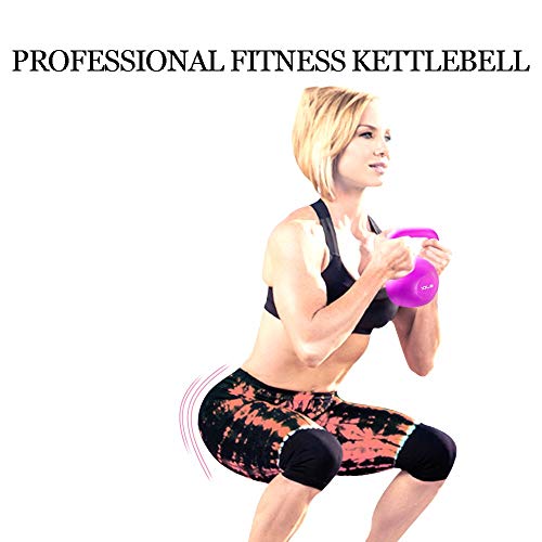 FWQAZ Kettlebell de hormigón 5-20LBS - Pesa Rusa con Revestimiento de Vinilo - Base con Goma Antideslizante + PDF Workout