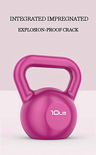 FWQAZ Kettlebell de hormigón 5LBS 10LBS 15LBS 20LBS kg - Pesa Rusa con Revestimiento de Vinilo - Base con Goma Antideslizante + PDF Workout