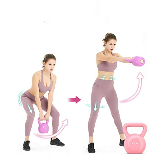 FWQAZ Kettlebell de hormigón 5LBS 10LBS 15LBS 20LBS kg - Pesa Rusa con Revestimiento de Vinilo - Base con Goma Antideslizante + PDF Workout