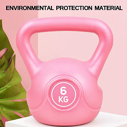 FWQAZ Pesa Rusa de hormigón 4-8 kg - Kettlebell con Revestimiento de Vinilo + PDF Workout (Rosado 1PC)