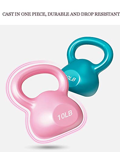 FWQAZ Pesa Rusa de Solidificación de Barro 4-12 kg - Kettlebell con Revestimiento de Vinilo + PDF Workout (Púrpura Rosa Verde) 5lbs