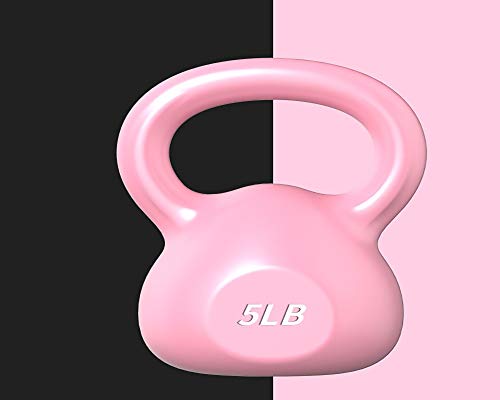 FWQAZ Pesa Rusa de Solidificación de Barro 4-12 kg - Kettlebell con Revestimiento de Vinilo + PDF Workout (Púrpura Rosa Verde) 5lbs