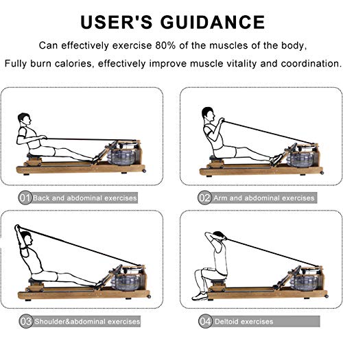 FXYY Máquina de Remo para Ejercicios de Ejercicio en el hogar Uso Máquina de Remo de Madera silenciosa de Agua con Pantalla LCD Equipo de Ejercicio aeróbico Adecuado para Interiores