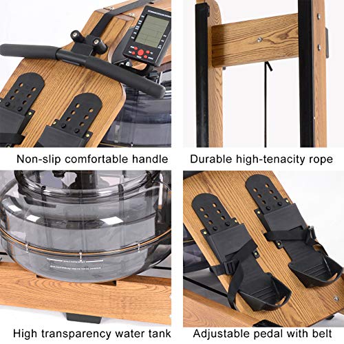 FXYY Máquina de Remo para Ejercicios de Ejercicio en el hogar Uso Máquina de Remo de Madera silenciosa de Agua con Pantalla LCD Equipo de Ejercicio aeróbico Adecuado para Interiores