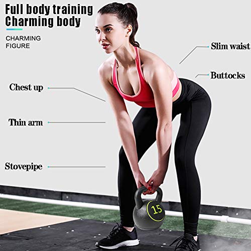 FYLY-Kettlebell para Culturismo y Levantamiento de Pesas, Hogar y Gimnasio Equipo de Entrenamiento Físico, Pesa Rusa para La Fuerza y Entrenamiento Cardiovascular,15lb