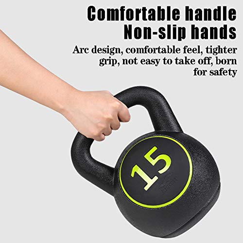 FYLY-Kettlebell para Culturismo y Levantamiento de Pesas, Hogar y Gimnasio Equipo de Entrenamiento Físico, Pesa Rusa para La Fuerza y Entrenamiento Cardiovascular,15lb