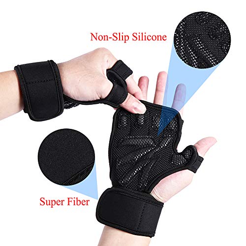 Fyore Guantes Gimnasio para Hombre y Mujer, Gym Guantes Transpirable con Protección Completa de Muñeca y Palma, Antideslizante Guantes Crossfit para Levantamiento de Pesas, Musculación(XL)