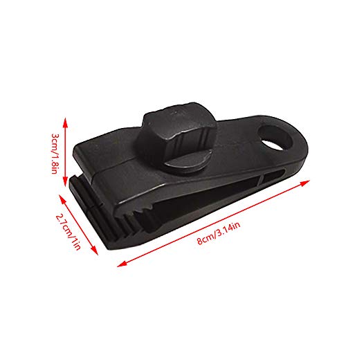 FYSL 6 Pcs Clips de Lona,Clips De Tienda Accesorio Abrazadera Plástico de Cocodrilo Adecuado para Tiendas de Campaña al Aire Libre, Toldo Fijo - Negro