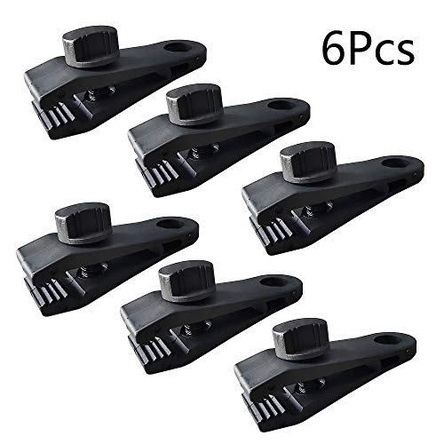 FYSL 6 Pcs Clips de Lona,Clips De Tienda Accesorio Abrazadera Plástico de Cocodrilo Adecuado para Tiendas de Campaña al Aire Libre, Toldo Fijo - Negro