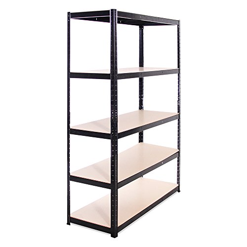 G-Rack 15 Estantería de Almacenamiento para Garaje, Acero Inoxidable con Recubrimiento de Polvo, Negro, 180 x 120 x 45 cm