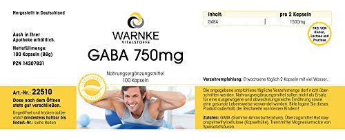 GABA 750mg – Ácido Gama – aminobutírico – Vegano – 100 Cápsulas