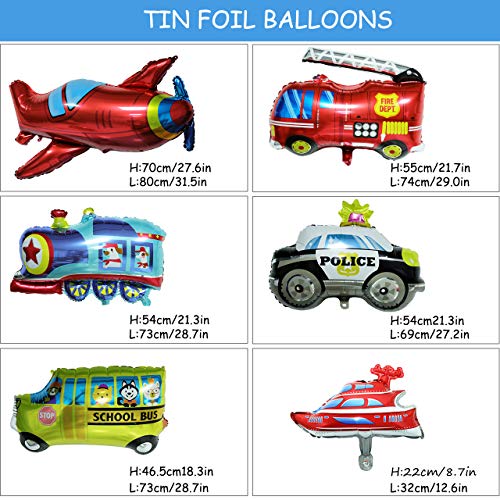 Gafild Globos Decoración de fiesta,Fiesta temática Decoracion Globos de latex Papel de aluminio Transporte Tema Avión Tren Coche de policía Autobús Escolar Yate Camión de Bomberos para Niño Cumpleaños