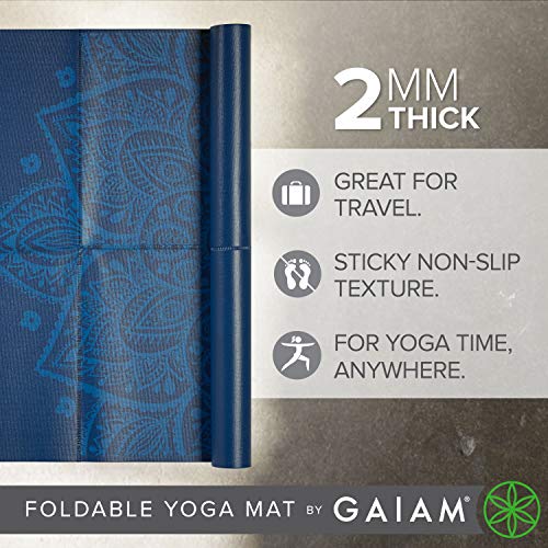 gaiam – Esterilla Plegable para Yoga, 2 mm, Azul