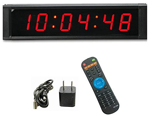 ganxin multifuncional 1 "alta 6 dígitos LED reloj de pared, con cuenta atrás/Up temporizador Digital, 12/24 horas tiempo real reloj, cronómetro por mando a distancia