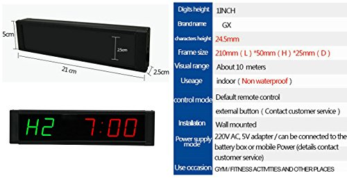 GANXIN - Temporizador con pantalla LED, altura de 2,5 cm y 6 dígitos para modos de intervalo de tiempo; reloj en tiempo real de 12/24 horas y cronómetro por control remoto