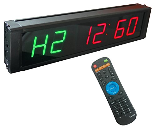 GANXIN - Temporizador con pantalla LED, altura de 2,5 cm y 6 dígitos para modos de intervalo de tiempo; reloj en tiempo real de 12/24 horas y cronómetro por control remoto