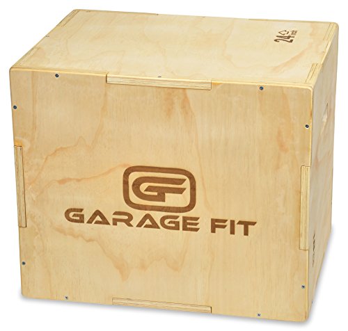 Garage Fit Madera Plyo Box – 30/24/20, 24/20/16, 24/20/18, 16/14/12 – 3 en 1 Plyo Caja, Esencial para Entrenamiento de pliometría y Saltos de Caja para Ejercicios de Cardio y Ejercicio, Madera