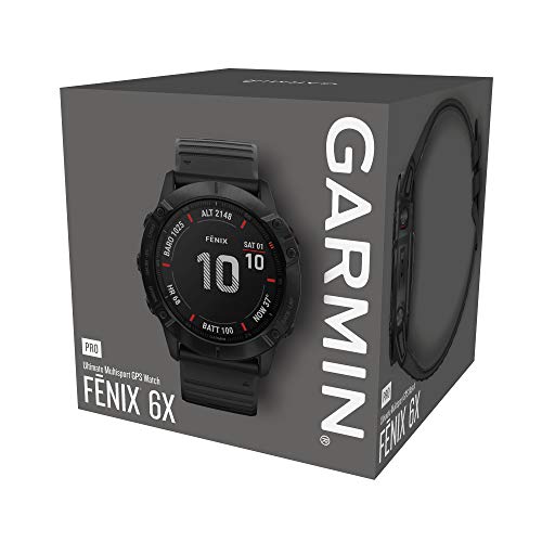 Garmin fēnix ​​6X PRO - Reloj GPS multideporte con mapas, música, frecuencia cardíaca y sensores, Negro con correa negra