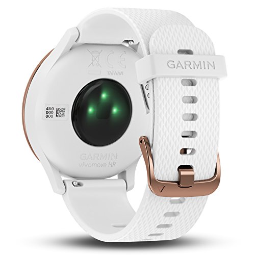 Garmin Vivomove HR Sport Rose Gold-White S/M Monitor Actividad, Adultos Unisex, Oro Rosa