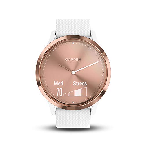 Garmin Vivomove HR Sport Rose Gold-White S/M Monitor Actividad, Adultos Unisex, Oro Rosa