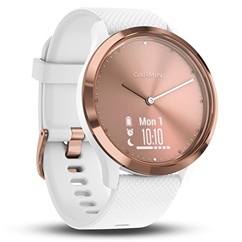 Garmin Vivomove HR Sport Rose Gold-White S/M Monitor Actividad, Adultos Unisex, Oro Rosa