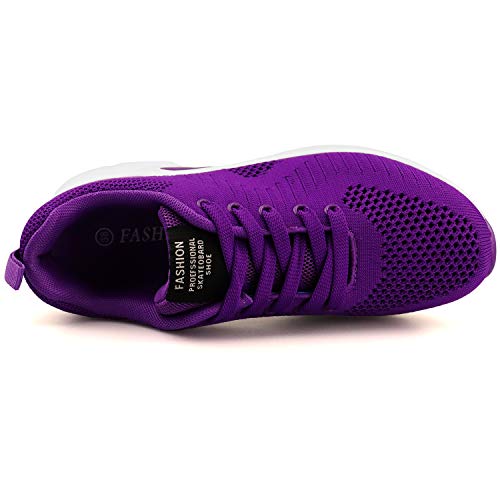 GAXmi Zapatillas Deportivas de Mujer Air Cordones Zapatos de Ligero Running Fitness Zapatillas de para Correr Antideslizantes Amortiguación Sneakers Morado 39 EU