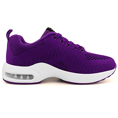 GAXmi Zapatillas Deportivas de Mujer Air Cordones Zapatos de Ligero Running Fitness Zapatillas de para Correr Antideslizantes Amortiguación Sneakers Morado 39 EU