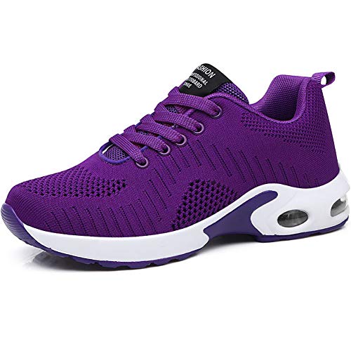 GAXmi Zapatillas Deportivas de Mujer Air Cordones Zapatos de Ligero Running Fitness Zapatillas de para Correr Antideslizantes Amortiguación Sneakers Morado 39 EU