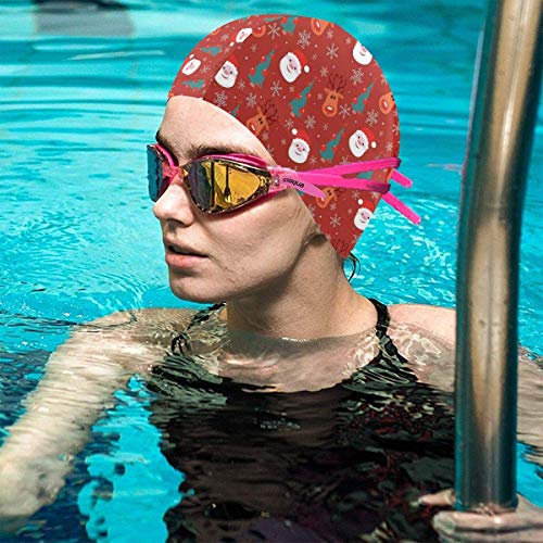 Gebrb Gorro de Baño/Gorro de Natacion, Elastic Swimming Hat Diving Caps,I Love Fitness Modern Font Type with Romantic Hearts Graphic Stylized Design,For Men Women Youths