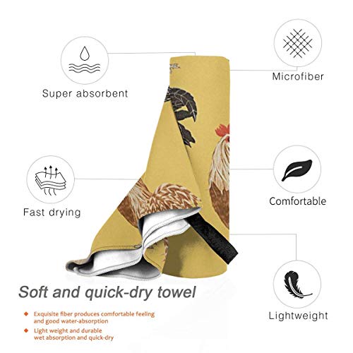 Gebrb Toalla de baño de Microfibra,Toallas de Gimnasio,Art Chicken Painting Microfiber Fast Drying Towels Suitable for Camping, Backpacking,Gym, Beach, Swimming,Yoga