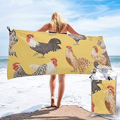 Gebrb Toalla de baño de Microfibra,Toallas de Gimnasio,Art Chicken Painting Microfiber Fast Drying Towels Suitable for Camping, Backpacking,Gym, Beach, Swimming,Yoga