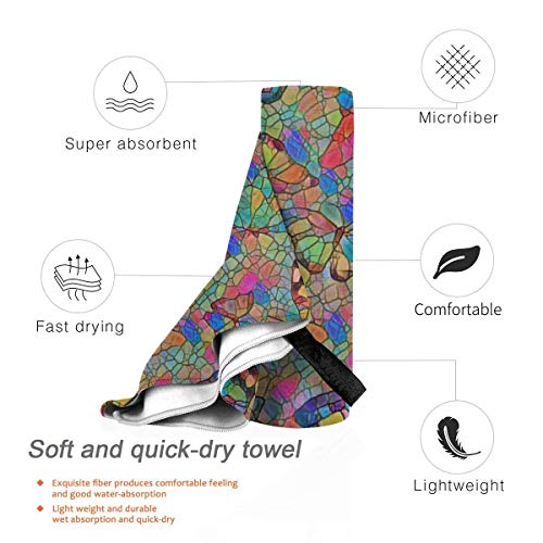 Gebrb Toalla de baño de Microfibra,Toallas de Gimnasio,Colorful Butterfly Microfiber Fast Drying Towels Suitable for Camping, Backpacking,Gym, Beach, Swimming,Yoga