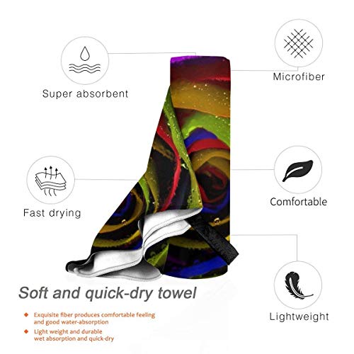 Gebrb Toalla de baño de Microfibra,Toallas de Gimnasio,HD Rainbow Roses Microfiber Fast Drying Towels Suitable for Camping, Backpacking,Gym, Beach, Swimming,Yoga