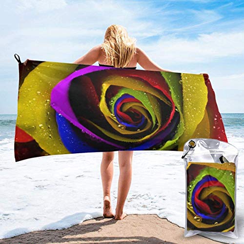 Gebrb Toalla de baño de Microfibra,Toallas de Gimnasio,HD Rainbow Roses Microfiber Fast Drying Towels Suitable for Camping, Backpacking,Gym, Beach, Swimming,Yoga