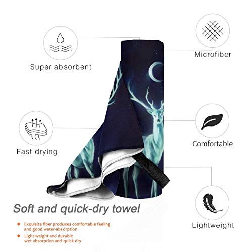 Gebrb Toalla de baño de Microfibra,Toallas de Gimnasio,Moonlight Deer Microfiber Fast Drying Towels Suitable for Camping, Backpacking,Gym, Beach, Swimming,Yoga