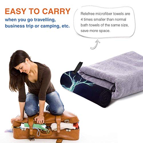 Gebrb Toalla de baño de Microfibra,Toallas de Gimnasio,Moonlight Deer Microfiber Fast Drying Towels Suitable for Camping, Backpacking,Gym, Beach, Swimming,Yoga