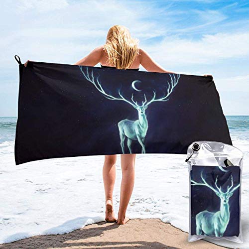 Gebrb Toalla de baño de Microfibra,Toallas de Gimnasio,Moonlight Deer Microfiber Fast Drying Towels Suitable for Camping, Backpacking,Gym, Beach, Swimming,Yoga