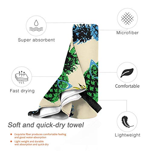 Gebrb Toalla de baño de Microfibra,Toallas de Gimnasio,Retro Hipster Pineapple Microfiber Fast Drying Towels Suitable for Camping, Backpacking,Gym, Beach, Swimming,Yoga