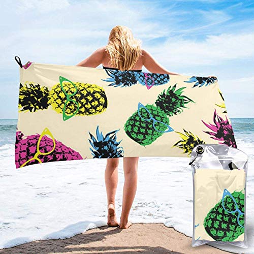 Gebrb Toalla de baño de Microfibra,Toallas de Gimnasio,Retro Hipster Pineapple Microfiber Fast Drying Towels Suitable for Camping, Backpacking,Gym, Beach, Swimming,Yoga