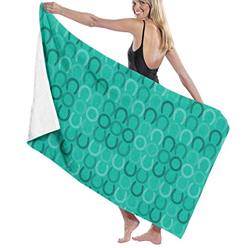 Gebrb Toallas de baño,Toalla de Playa,Manta de Playa,Camping Towel, Gym Towel, Sports Towel, Swimming Towel 31"x51" - Horseshoes Teal Fabric (8193) Print