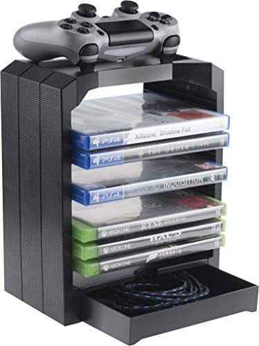 Geekhome - Torre de Almacenamiento Universal para 10 Juegos - Xbox One, PS4, PS3, BLU Rays