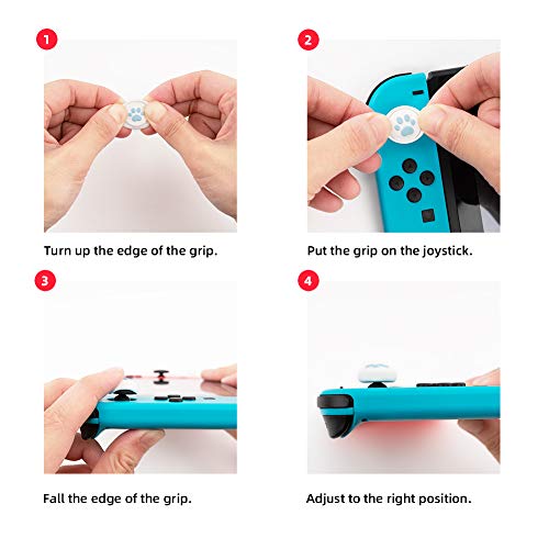 Geekshare 4 piezas silicona Sakura Paw Joy Con Thumb Grip Set de tapones para palanca de mando y interruptor Lite cubierta analógica para el pulgar (gato garra 03)