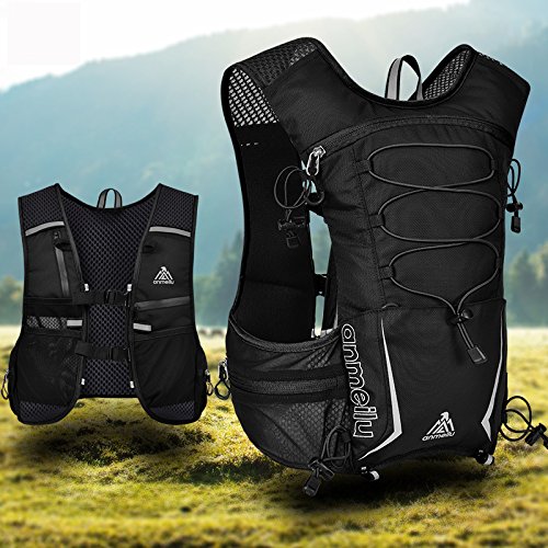 GemCoo 5L Chaleco de Hidratación, Vejiga de Agua Mochila Al Aire Libre Correr Ciclismo Maratón Paquete de Hidratación Ciclismo Bicicleta Senderismo (Negro)