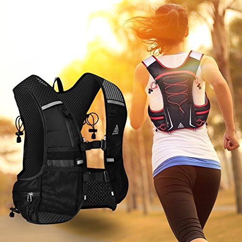 GemCoo 5L Chaleco de Hidratación, Vejiga de Agua Mochila Al Aire Libre Correr Ciclismo Maratón Paquete de Hidratación Ciclismo Bicicleta Senderismo (Negro)