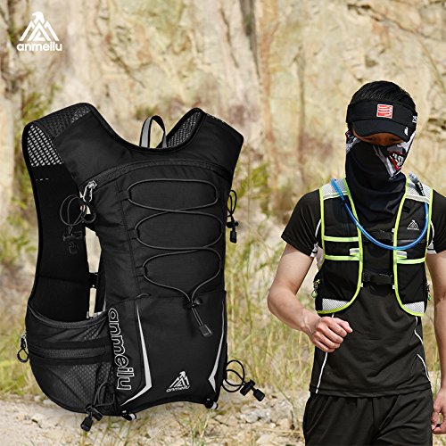 GemCoo 5L Chaleco de Hidratación, Vejiga de Agua Mochila Al Aire Libre Correr Ciclismo Maratón Paquete de Hidratación Ciclismo Bicicleta Senderismo (Negro)