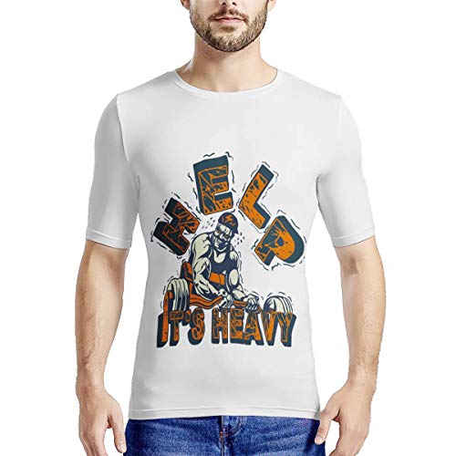 Generic Brands - Camiseta de manga corta para levantamiento de pesas, diseño de hombre muscular, mancuernas, fuente y anillo para hombre Blanco blanco M